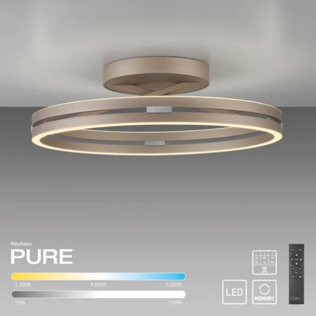 Paul Neuhaus LED Deckenleuchte PURE Loop, bronce, dimmbar, Funk-FB