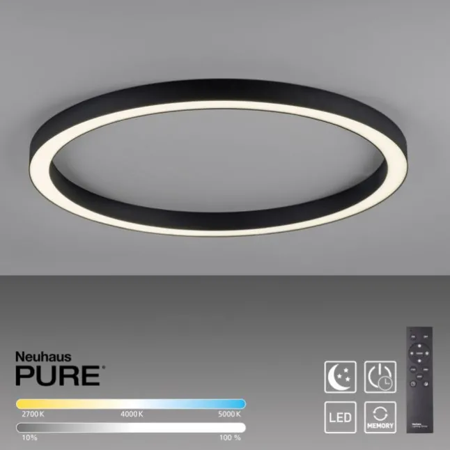 Paul Neuhaus LED Deckenleuchte PURE Lines Round graphite 70cm CCT Fernbedienung