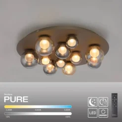 Paul Neuhaus LED Deckenleuchte PURE Popup, bronce, dimmbar, Funk-FB, Memoryfunktion