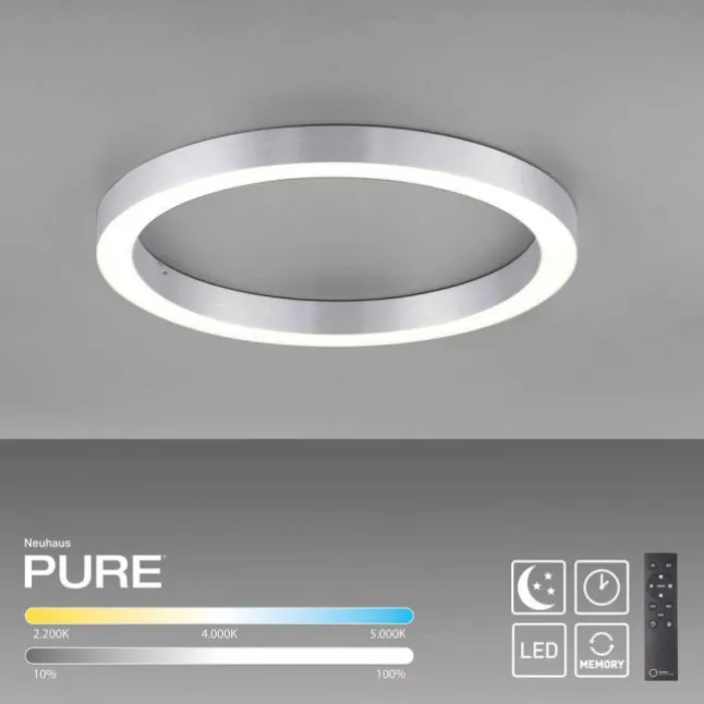 Paul Neuhaus LED Deckenleuchte PURE Lines Round diamond (alu) 50cm CCT Fernbedienung