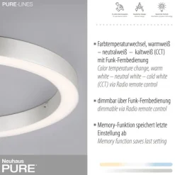 Paul Neuhaus LED Deckenleuchte PURE Lines Round diamond (alu) 50cm CCT Fernbedienung