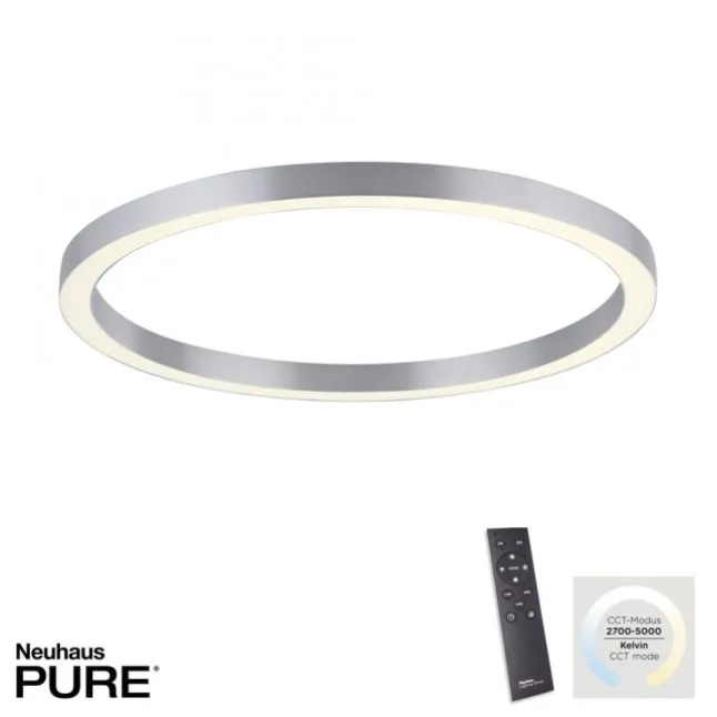 Paul Neuhaus LED Deckenleuchte PURE Lines Round diamond (alu) 70x70 CCT Fernbedienung