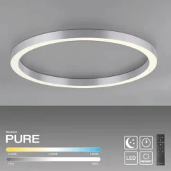 Paul Neuhaus LED Deckenleuchte PURE Lines Round diamond (alu) 70x70 CCT Fernbedienung
