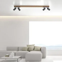 Paul Neuhaus LED Deckenleuchte PURE Lines Spot oak/graphite dimmbar CCT drehbar