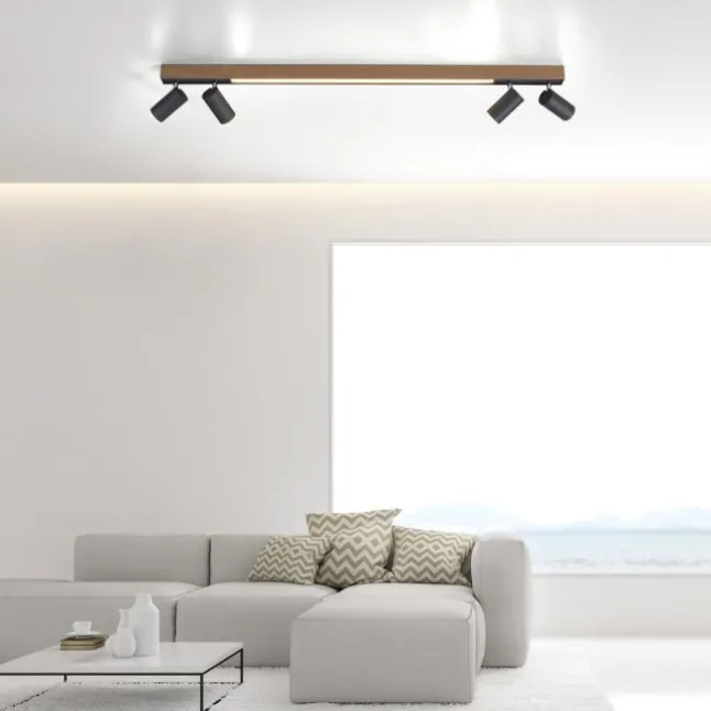 Paul Neuhaus LED Deckenleuchte PURE Lines Spot oak/graphite dimmbar CCT drehbar