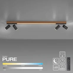Paul Neuhaus LED Deckenleuchte PURE Lines Spot oak/graphite dimmbar CCT drehbar