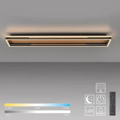Paul Neuhaus LED Deckenleuchte SVEJA, Holz-natur, rechteckig