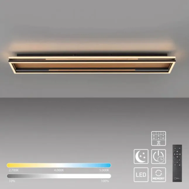 Paul Neuhaus LED Deckenleuchte SVEJA, Holz-natur, rechteckig