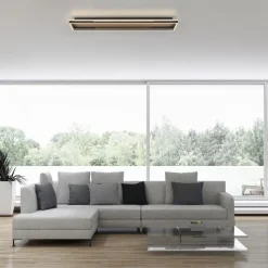 Paul Neuhaus LED Deckenleuchte SVEJA, Holz-natur, rechteckig