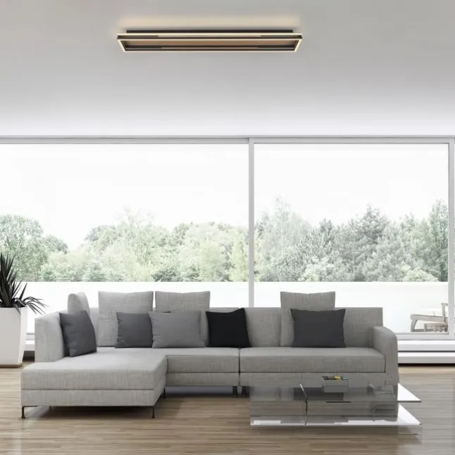 Paul Neuhaus LED Deckenleuchte SVEJA, Holz-natur, rechteckig