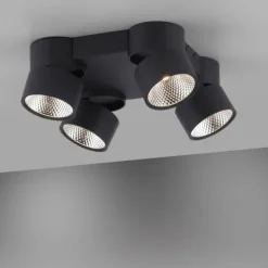 Paul Neuhaus LED Deckenleuchte PURE Nola schwarz 4 flammig drehbar dimmbar