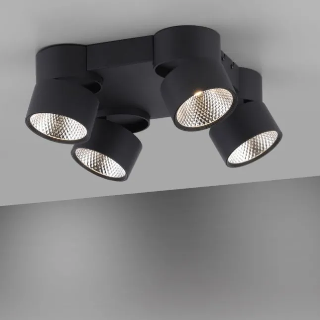 Paul Neuhaus LED Deckenleuchte PURE Nola schwarz 4 flammig drehbar dimmbar
