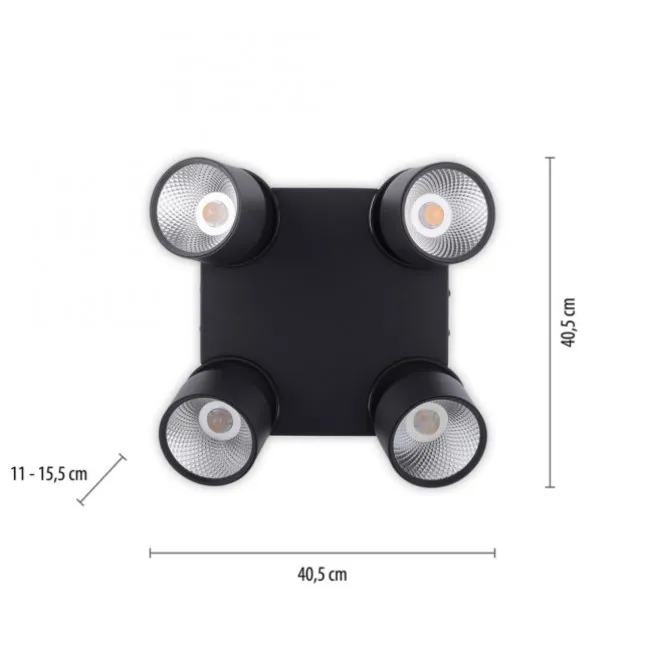 Paul Neuhaus LED Deckenleuchte PURE Nola schwarz 4 flammig drehbar dimmbar