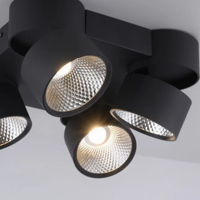 Paul Neuhaus LED Deckenleuchte PURE Nola schwarz 4 flammig drehbar dimmbar
