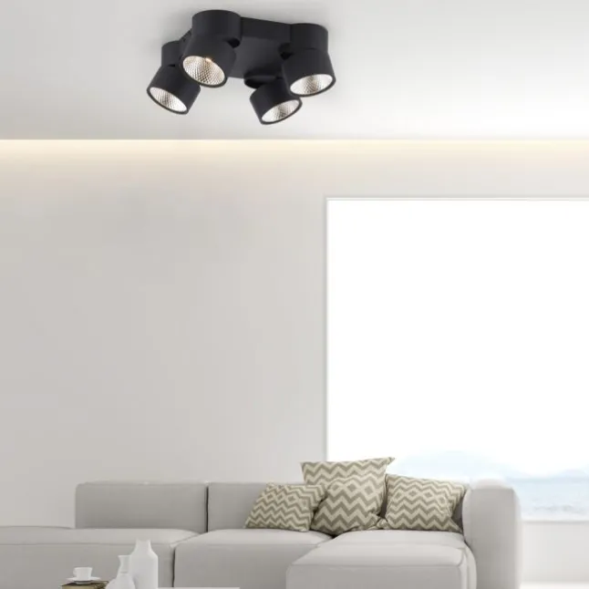 Paul Neuhaus LED Deckenleuchte PURE Nola schwarz 4 flammig drehbar dimmbar