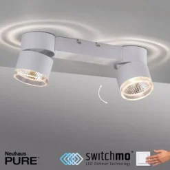 Paul Neuhaus LED Deckenleuchte PURE Nola weiß 2 flammig drehbar dimmbar