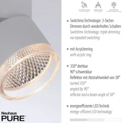 Paul Neuhaus LED Deckenleuchte PURE Nola weiß 4 flammig drehbar dimmbar