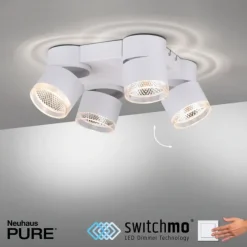 Paul Neuhaus LED Deckenleuchte PURE Nola weiß 4 flammig drehbar dimmbar