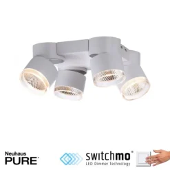 Paul Neuhaus LED Deckenleuchte PURE Nola weiß 4 flammig drehbar dimmbar