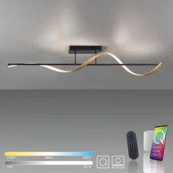 Paul Neuhaus LED Deckenleuchte Q-SWING anthrazit mit messing matt Smarthome