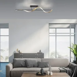 Paul Neuhaus LED Deckenleuchte Q-SWING anthrazit mit messing matt Smarthome