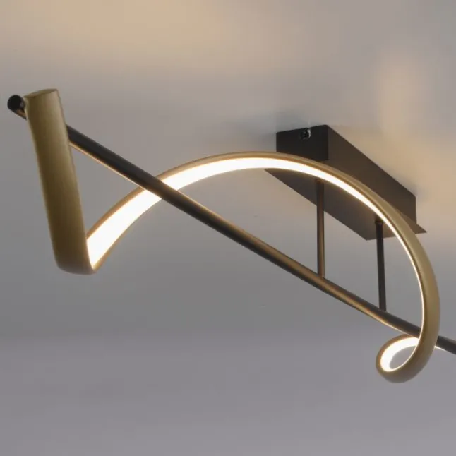 Paul Neuhaus LED Deckenleuchte Q-SWING anthrazit mit messing matt Smarthome