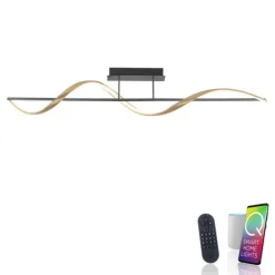 Paul Neuhaus LED Deckenleuchte Q-SWING anthrazit mit messing matt Smarthome
