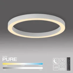 Paul Neuhaus LED Deckenleuchte PURE Lines Round, snow ,dimmbar, Funk-FB, Memory,funktion