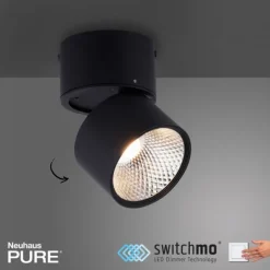 Paul Neuhaus LED Deckenstrahler PURE Nola schwarz 1 flammig drehbar dimmbar