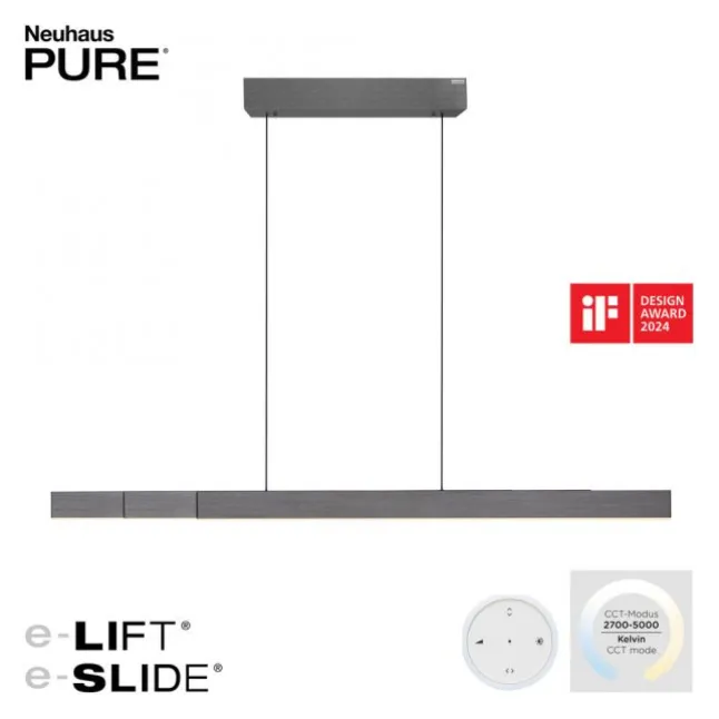 Paul Neuhaus LED Pendelleuchte PURE Moto-Rise platin (grau) elektrisch