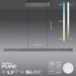 Paul Neuhaus LED Pendelleuchte PURE Moto-Rise platin (grau) elektrisch