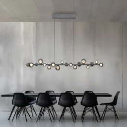 Paul Neuhaus LED Pendelleuchte PURE E-Popup,platin (grau), elektrisch höhenverstellb., dimmbar