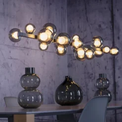 Paul Neuhaus LED Pendelleuchte PURE E-Popup,platin (grau), elektrisch höhenverstellb., dimmbar