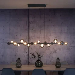 Paul Neuhaus LED Pendelleuchte PURE E-Popup,platin (grau), elektrisch höhenverstellb., dimmbar