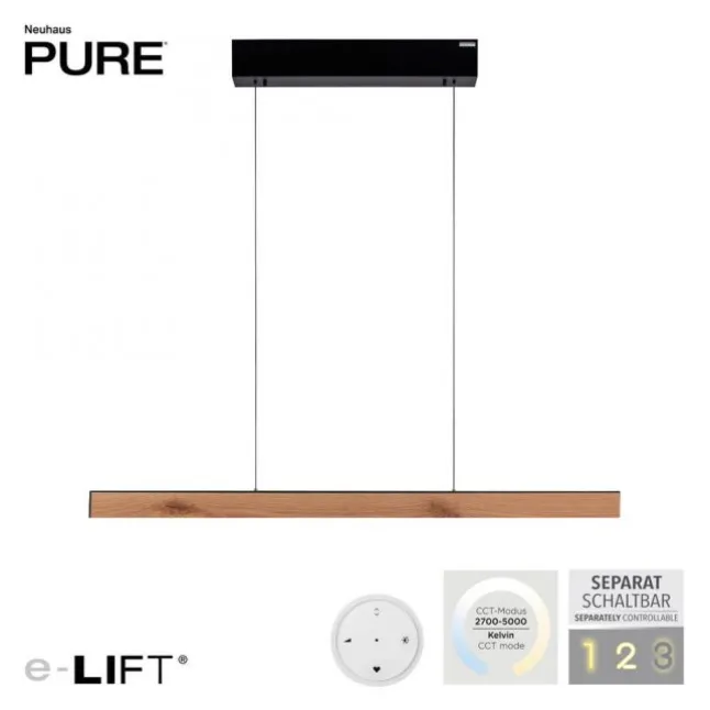 Paul Neuhaus LED Pendelleuchte PURE E-Motion oak/black pearl elektrisch