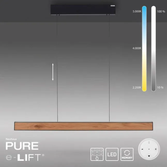 Paul Neuhaus LED Pendelleuchte PURE E-Motion oak/black pearl elektrisch