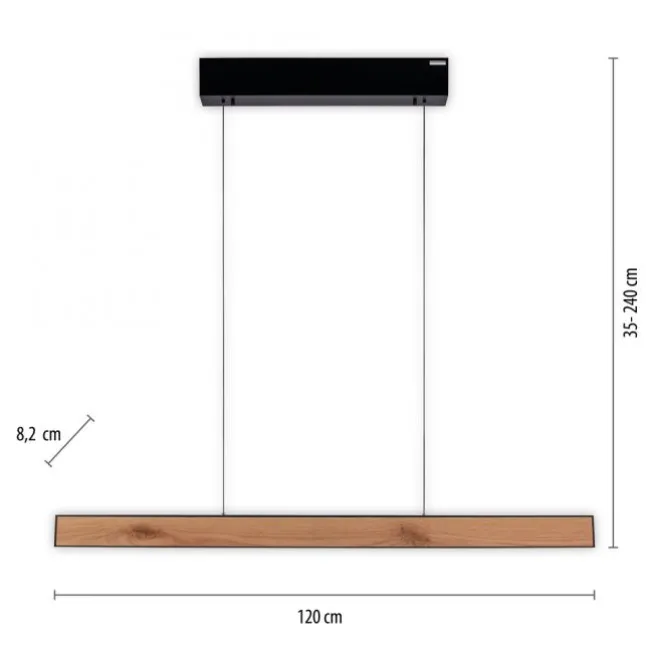 Paul Neuhaus LED Pendelleuchte PURE E-Motion oak/black pearl elektrisch