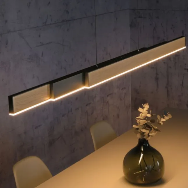 Paul Neuhaus LED Pendelleuchte PURE Moto-Rise oak/black pearl elektrisch