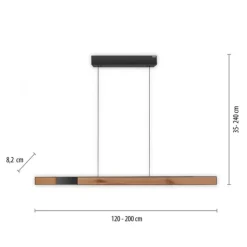 Paul Neuhaus LED Pendelleuchte PURE Moto-Rise oak/black pearl elektrisch