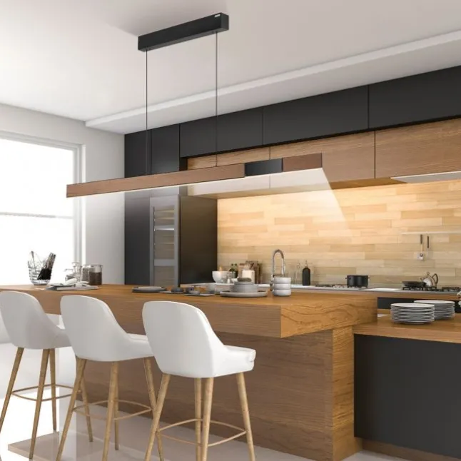 Paul Neuhaus LED Pendelleuchte PURE Moto-Rise oak/black pearl elektrisch