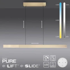 Paul Neuhaus LED Pendelleuchte PURE Moto-Rise imperial gold elektrisch
