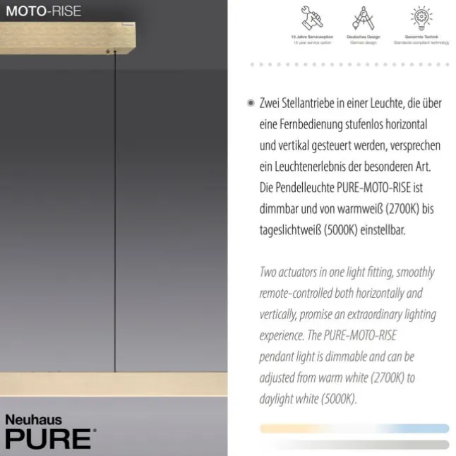 Paul Neuhaus LED Pendelleuchte PURE Moto-Rise imperial gold elektrisch