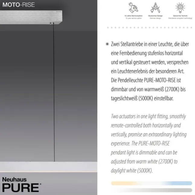 Paul Neuhaus LED Pendelleuchte PURE Moto-Rise diamond (alu) elektrisch