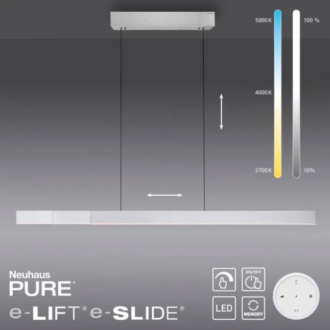 Paul Neuhaus LED Pendelleuchte PURE Moto-Rise diamond (alu) elektrisch