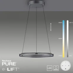 Paul Neuhaus LED Pendelleuchte PURE E-Loop mystic grey (grau) elektrisch