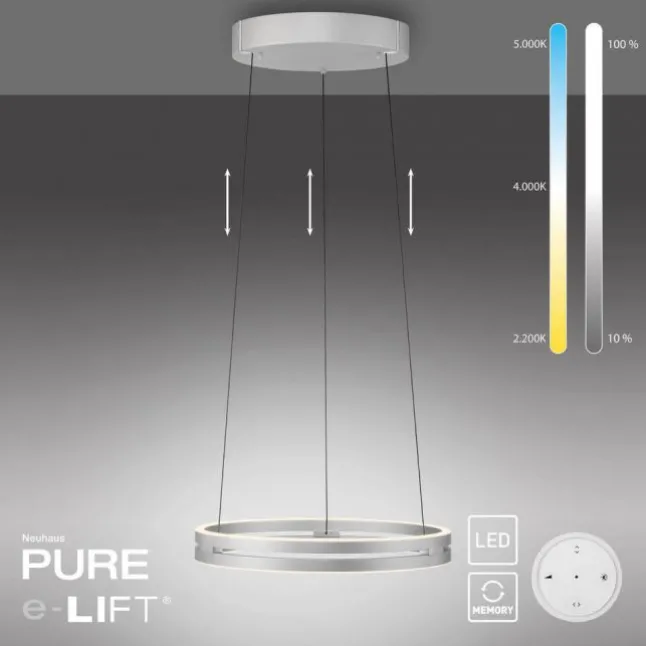 Paul Neuhaus LED Pendelleuchte PURE E-Loop stone (alu) elektrisch