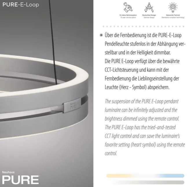 Paul Neuhaus LED Pendelleuchte PURE E-Loop stone (alu) elektrisch