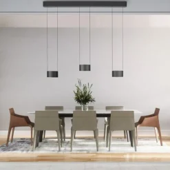 Paul Neuhaus LED Pendelleuchte PURE Clipse, platin (grau), Fernbedienung, Comfort Lift, Memoryfunktion