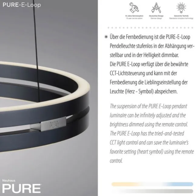 Paul Neuhaus LED Pendelleuchte PURE E-Loop mystic-grey (grau) elektrisch