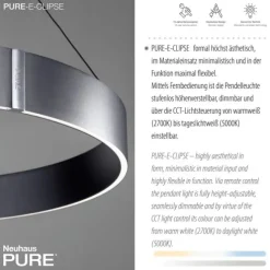Paul Neuhaus LED Pendelleuchte PURE E-Clipse mystic grey (grau) elektrisch